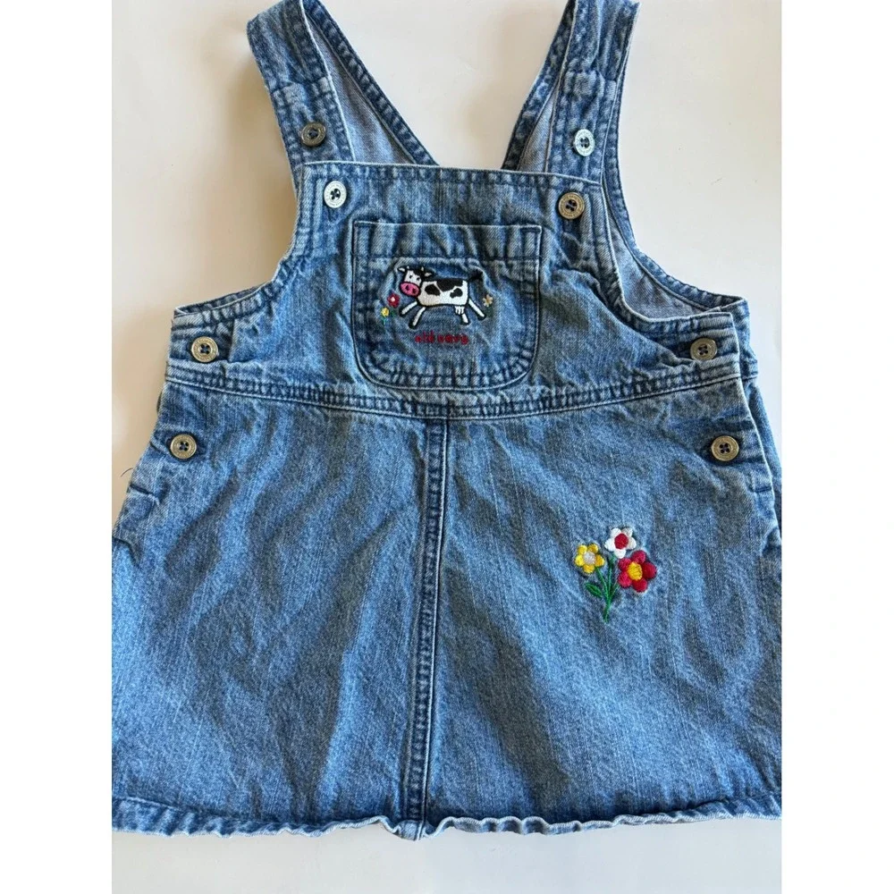 Vintage Baby Girl OshKosh B'gosh Denim Overalls Bubble Romper Bundle Lot 18M 7PC